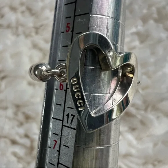 Gucci Silver Heart Beaded Toggle Ring - Picture 10 of 15